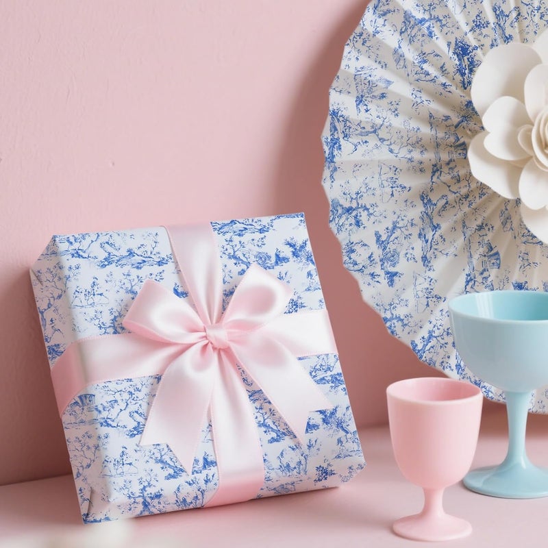 Ethanberg 60 Sheets Gift Wrapping Tissue Paper Bulk, Vintage Blue Floral Tissue Paper for Gift Bags, Decorative Art Papers for DIY Crafts Wedding Birthday Baby Showers Holiday Party Decor, 20x14 Inches - Image 4